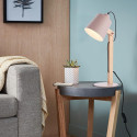 Stolní lampa SWIVEL růžová + dřevo