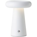 Venkovní AKU stolní lampa MUFFIN matná bílá USB-A