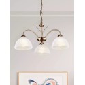 Závěsný tříramenný lustr MILANESE patina, alabastrové sklo