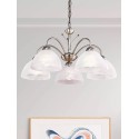 Závěsný pětiramenný lustr MILANESE patina, alabastrové sklo