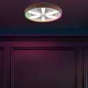 Stmívatelné LED svítidlo GAIANO dekor DŘEVO, reverzní VENTILÁTOR LED RGB