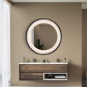 Stmívatelné kulaté zrcadlo s LED, MARBLE IP44, dotykový spínač, CCT 2700K-4000K, ČERNÉ
